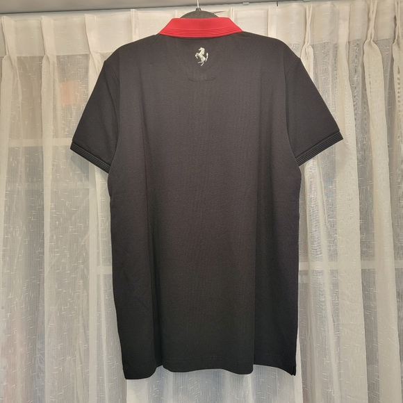Ferrari Men's Organic Cotton Prancing Horse Polo Black & Red Size Medium NWT - Picture 10 of 17